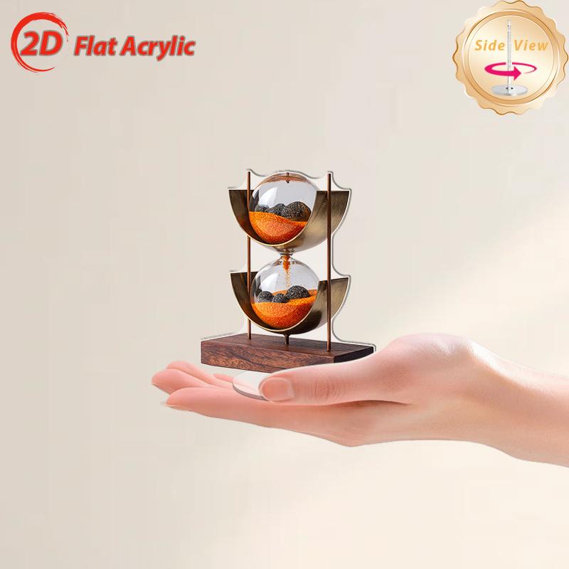 2D Flach, 2D Flache rotierende Sanduhr| Moderne minimalistische Acryl-Sanduhr, Kein Strom benötigt, Geeignet