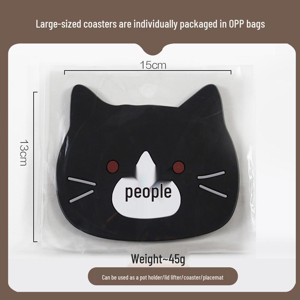 Cute Cat Non-Slip PVC Coaster, Heat-Resistant Silicone Placemat for Cups and Bowls