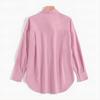 Women's Oversized Lapel Shirt - Elegant Long-Sleeve, Solid Color, Slit Hem for Spring and Autumn