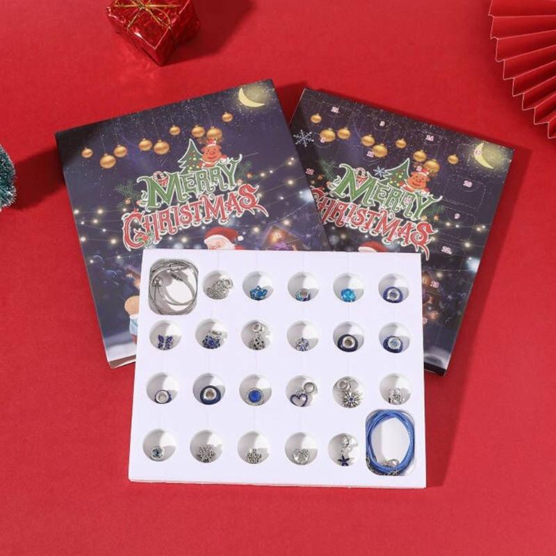 Christmas Advent Calendar Craft Set Christmas DIY Beaded Necklace with 22 Beads and 2 Chain Countdown Calendars