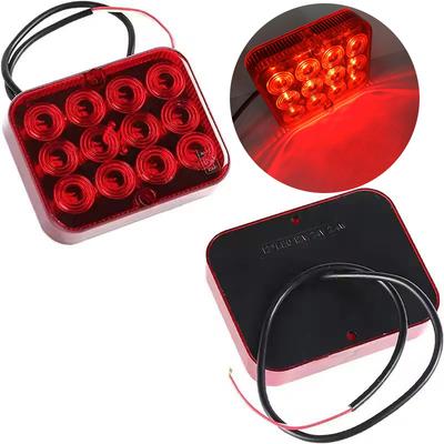1PC Red 12V 24V 12 LED Waterproof Rear Tail Fog Light Driving Lamps Safety Warning Brake Stop Truck Trailer Boat Caravan Lorry