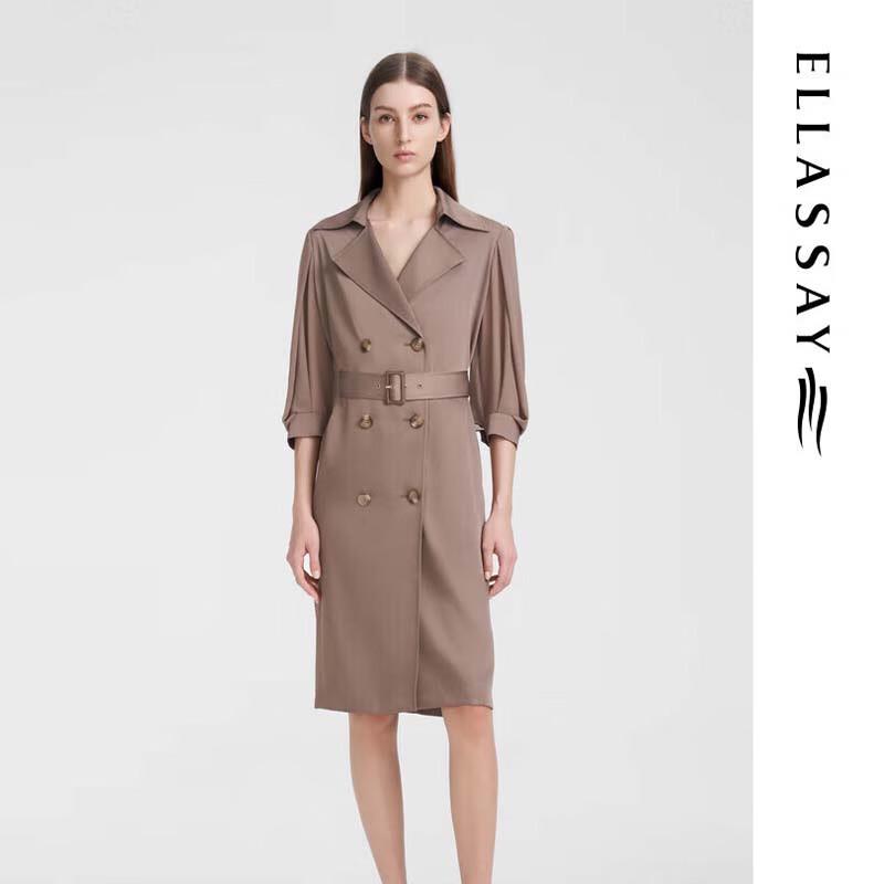 

ELLASSAY Women s Vintage Trench Style Midi Dress S
