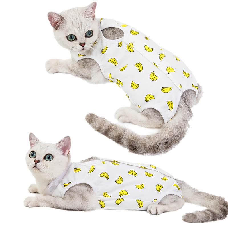 Cat Surgery & Weaning Suit: Anti-Lick Spay/Postpartum Wear for Spring & Summer, Four-Legged Design.
