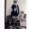 Harajuku Gothic Casual Oversized Knitted Jumpers Grunge Cartoon Sweater Fashion Knitwear Y2k Aesthetic Balack Loose Pullover