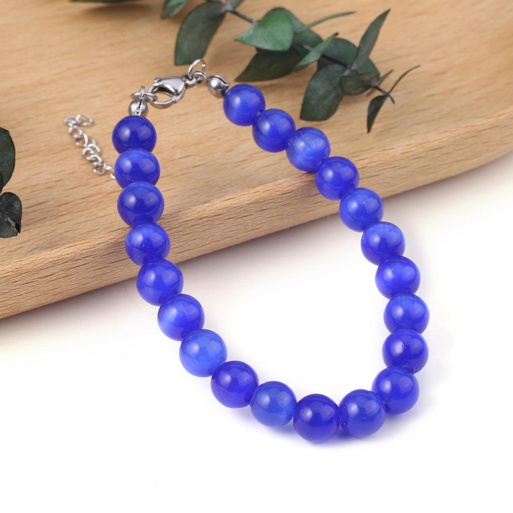 Γυναικείο Βραχιόλι Φυσική Πέτρα Χάντρες Μάτι της Γάτας 8X8 MM Γούρια Για Γυναίκες Ρομαντικό Δώρο Γενεθλίων