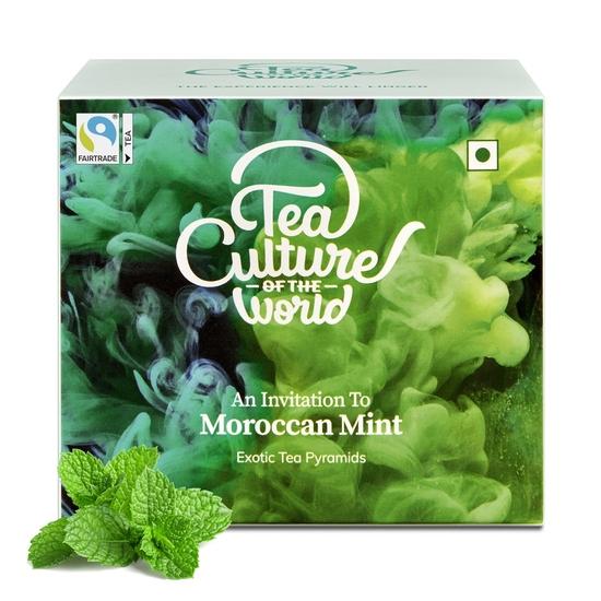 

Tea Culture of The World Moroccan Mint Tea Herbal Teabags Premium First Quality Green Teabags Moroccan Green Tea Leaves Mint, 16 Count,32 Grams 32GM