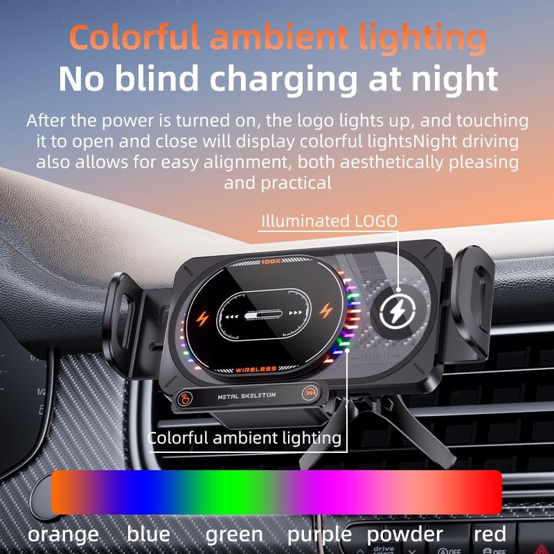 Car Foldable Phone Holder Vent Wireless Charging Car Universal Phone Mount for Samsung Xiaomi Z Fold Electric Rotation Charger