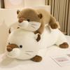 70/90cm Liegende Fette Otterpuppe Stofftier Gefüllt Braun Weiß Wassertier Cartoon Kissen Schlafbegleiter Geschenk