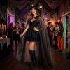 Satin Bow Halloween Witch Hat Cloak Set Hooded Mesh Halloween Cosplay Hooded Cape  Costume Accessor