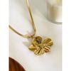 European and American Fashion Gold Plated Flat Snake Chain Large Flower Pendant Necklace for Women Waterproof Jewelry