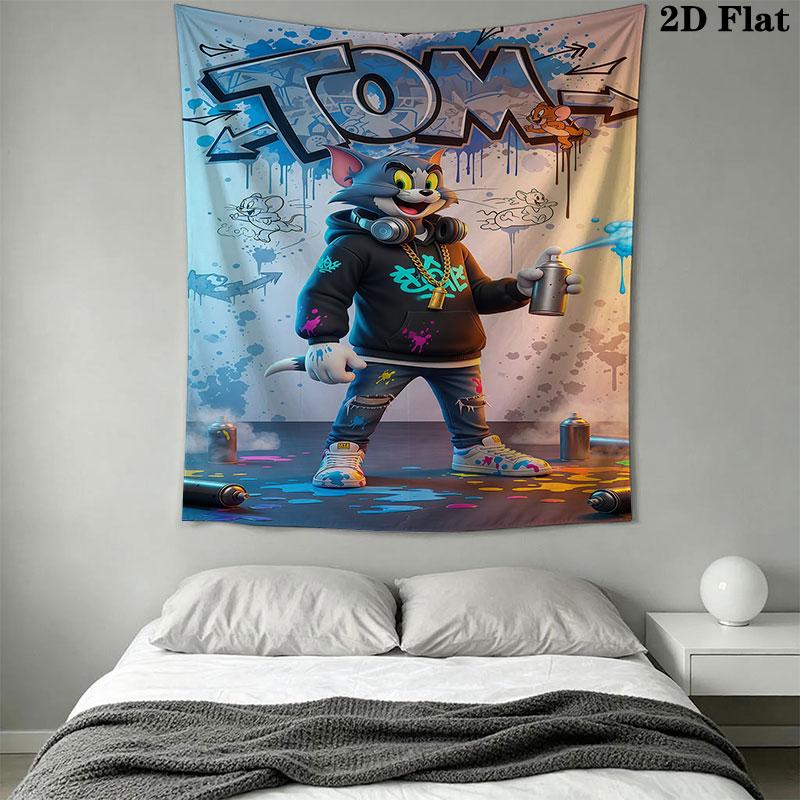 Tom and Jerry B Wall Hanging Printed Fabric Blanket Decorative Tapestries for Bedroom Living Room Home Decor