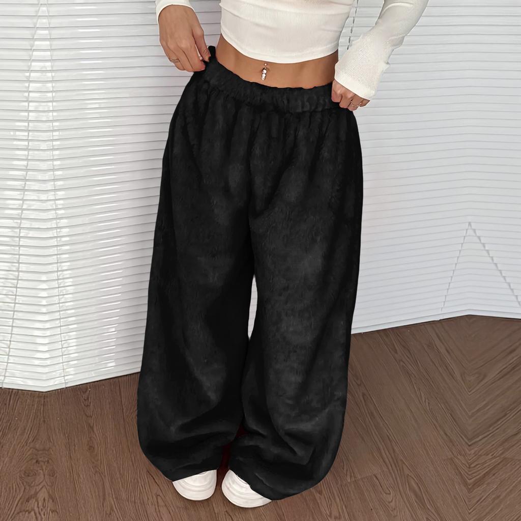 Women's Casual And Fashionable Elastic Waist Loose Wide Leg Pants