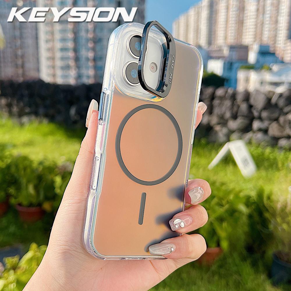 

KEYSION Colorful Gradient Magnetic Lens Stand Case for Samsung A07 4G A06 4G 5G TPU+PC Shockproof Back Cover for Galaxy A06 A07 for Samsung A07 чёрный