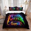 Gamer Joy Bedding 3 Piece Set HD Print Duvet Cover Pillowcases for Teens Adult Bedroom Decoration Christmas Gift