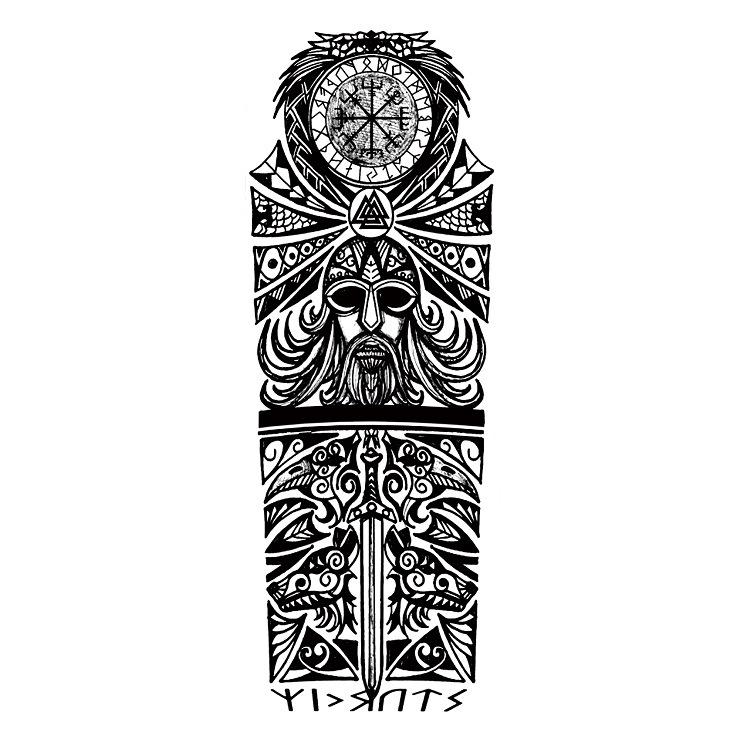 Full Arm Flower Arm Big Pattern Wind Lion Wolf Sexy Simulation Tattoo Water Transfer Tattoo Sticker