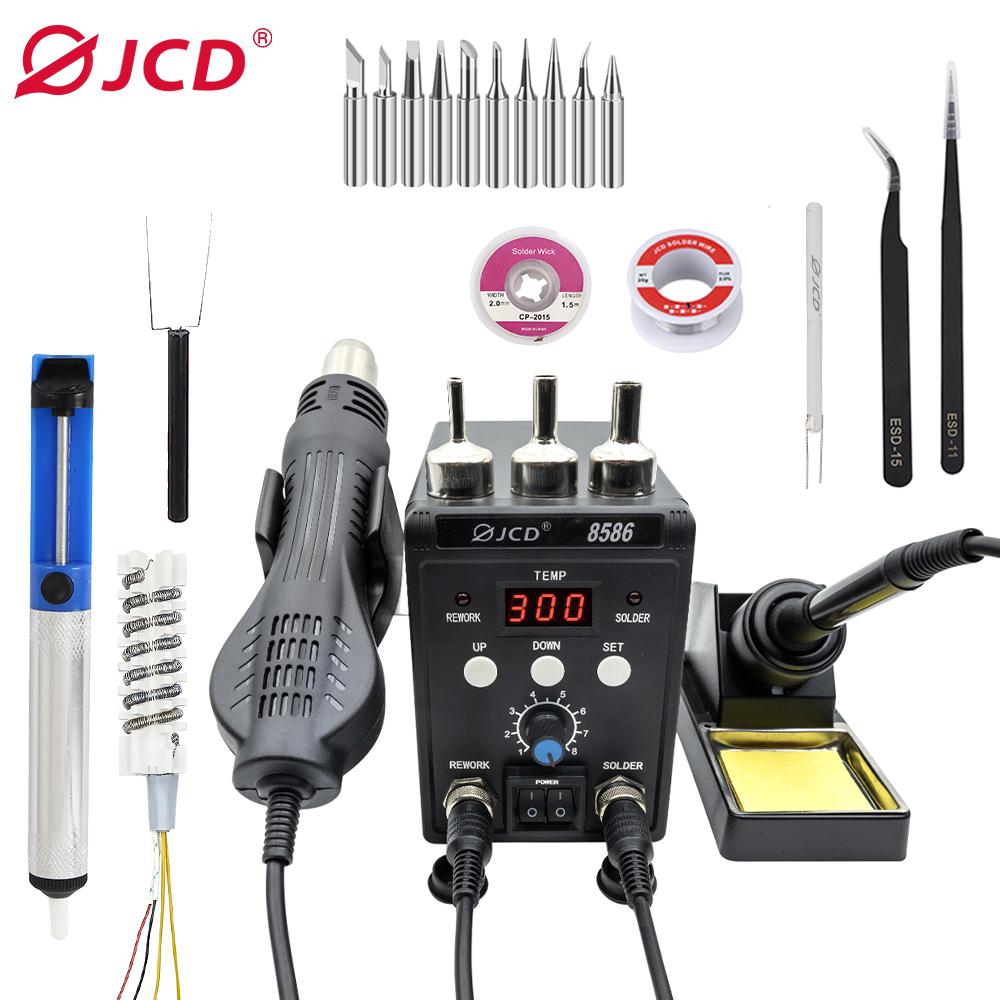 Pájecí stanice JCD 8586 Svařovací horkovzdušná pistole + elektrická páječka 2 v 1 LCD digitální displej Nástroj na opravu svářecího zařízení