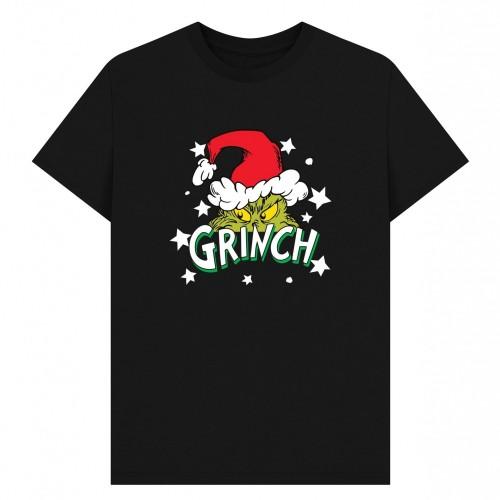 The Grinch Unisex Adult Santa Hat Stars T-Shirt