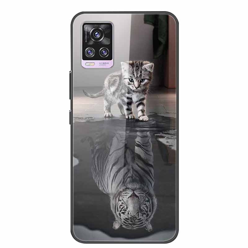 Glass Back Cover For Vivo V20 Pro 5G Case Coque Hard Tempered Glass Case For Vivo V20 Pro 2020 Phone Case Cover Soft Bumper Para
