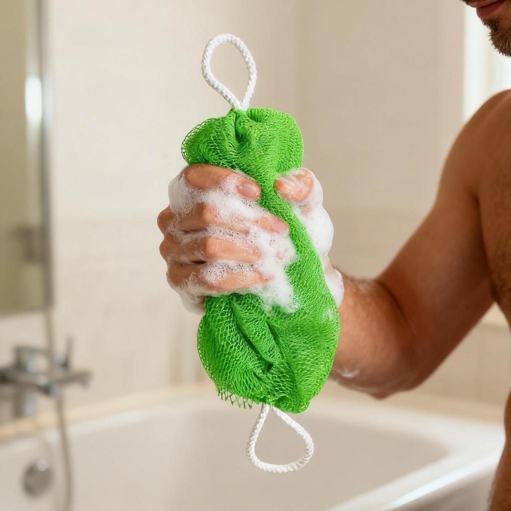 1PC Exfoliating Sponges Towel Mesh Bath Scrub Washcloth Double Side Wash Bath Loofah for Smooth Skin Back Shower Scrubb Sponges