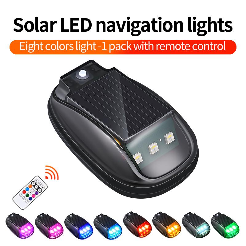 Roof light LED solar remote control wiring free flash, car navigation light, motorcycle flashing light, warning light