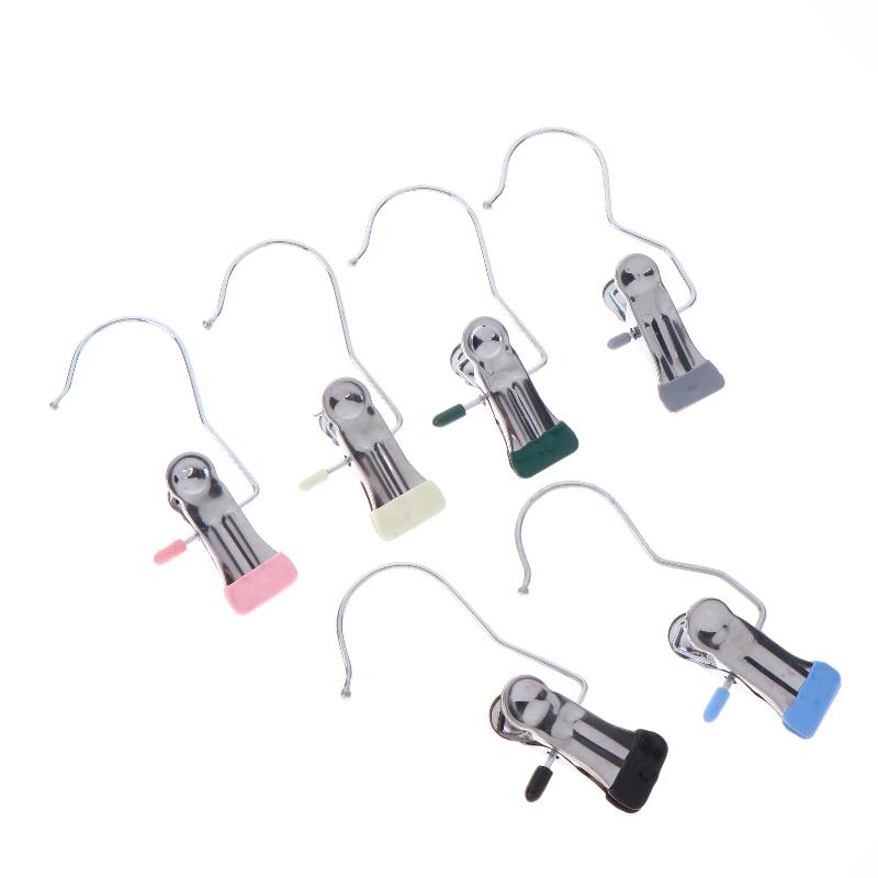 10Pcs Stainless Steel Clothes Pin With Hooks Laundry Clothes Pegs Hook Multifunctional Non Slip Hanging Clip For Socks Hats Pant