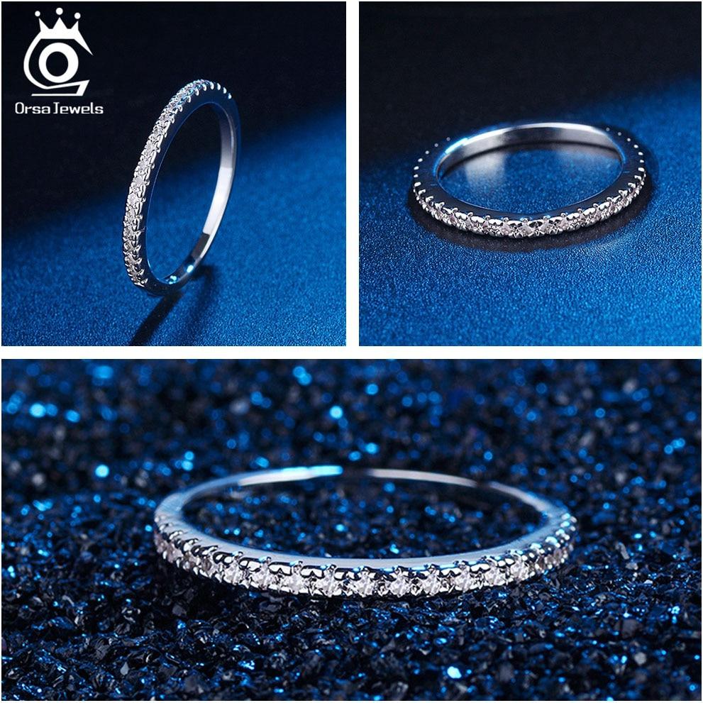 Orsa Jewels Sterling Color Rings Women Classic Round Full Pave Aaa Girls Cubic Cubic Zircon Engagement Bridal Gathering Bridal Band Rings