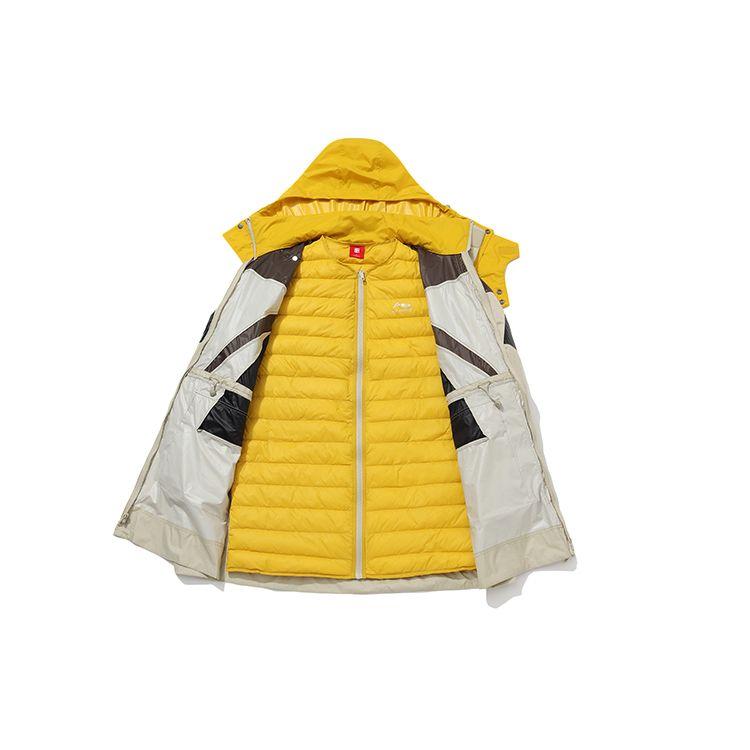 Li Ning Loose Winter Three In One Down Jacket Women Outerwear Yellow Gray AWBQ006-2
