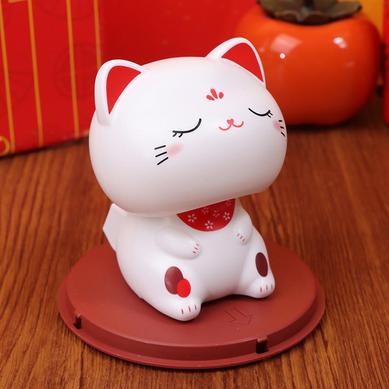 Cute Solar Power Waving Cat Waving Shaking Head Cat Home Decor Waving Cat Decor Car Ornament Doll Figurine Car Decorations