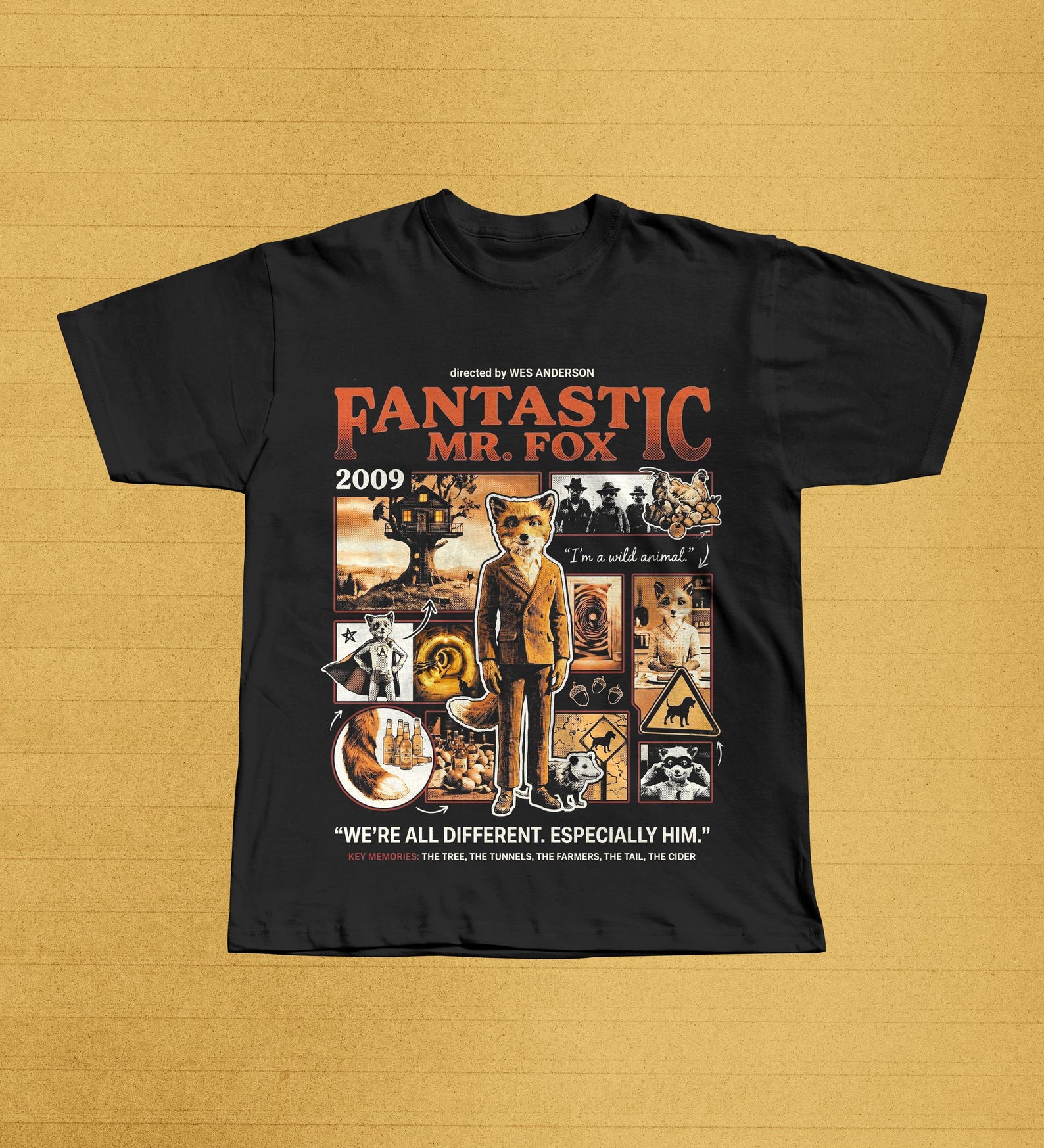 Fantastic Mr. Fox T-Shirt, Wes Anderson Movie Shirt, Roald Dahl Fox Graphic Tee M