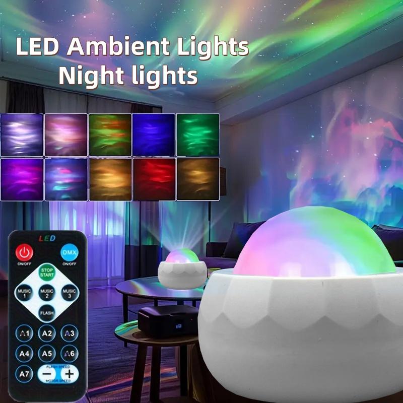 7Modes Starry Sky Projector Light USB Plug-in with Remote Control Aurora Ambient Light for Bar Party KTV Home Bedroom Decor Lamp