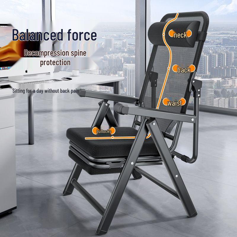 Foldable Office Recliner Chair - Thickened Design for Sitting, Lying, and Napping at Home or Office.