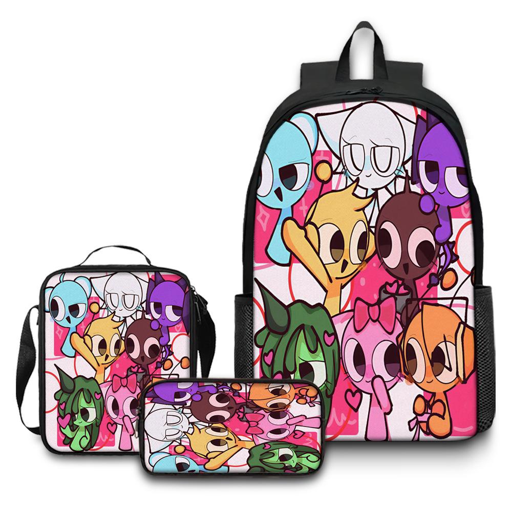 Rhythm Box Game Merchandise Schooltas Sprunki Cartoon Rugzak Lunchtas Etui Drie Delig Set