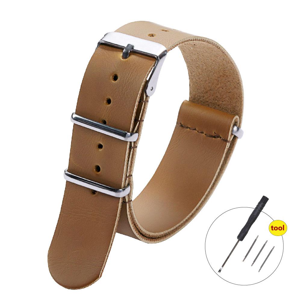 PU Leather Watchband 24mm Watch Accessories 22mm Military Leather Watchband Strap Artificial Leather Bracelet 18mm 20mm