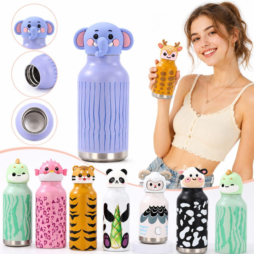 Cartoon Animal Shapes Insulated Water Bottle Student Water Bottle For School Office Home