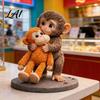 Detailed Carving Figurine 3D Printed Monkey Cute Small Holding Plush Toy Hand-painted