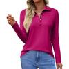 Women's Fashion Casual Lapel Short Long Sleeve Solid Color Shirt Women's Button Up Tops