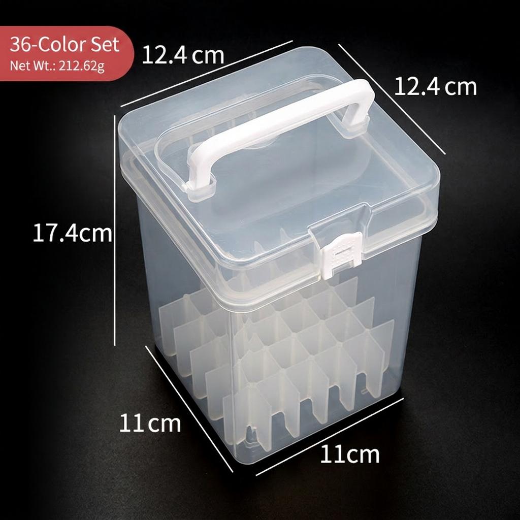 12/24/36/48/60 Color Markers Bucket Clear Plastic Marker Storage Bin With Detachable Dividers Portable Handle Art Organizer Case