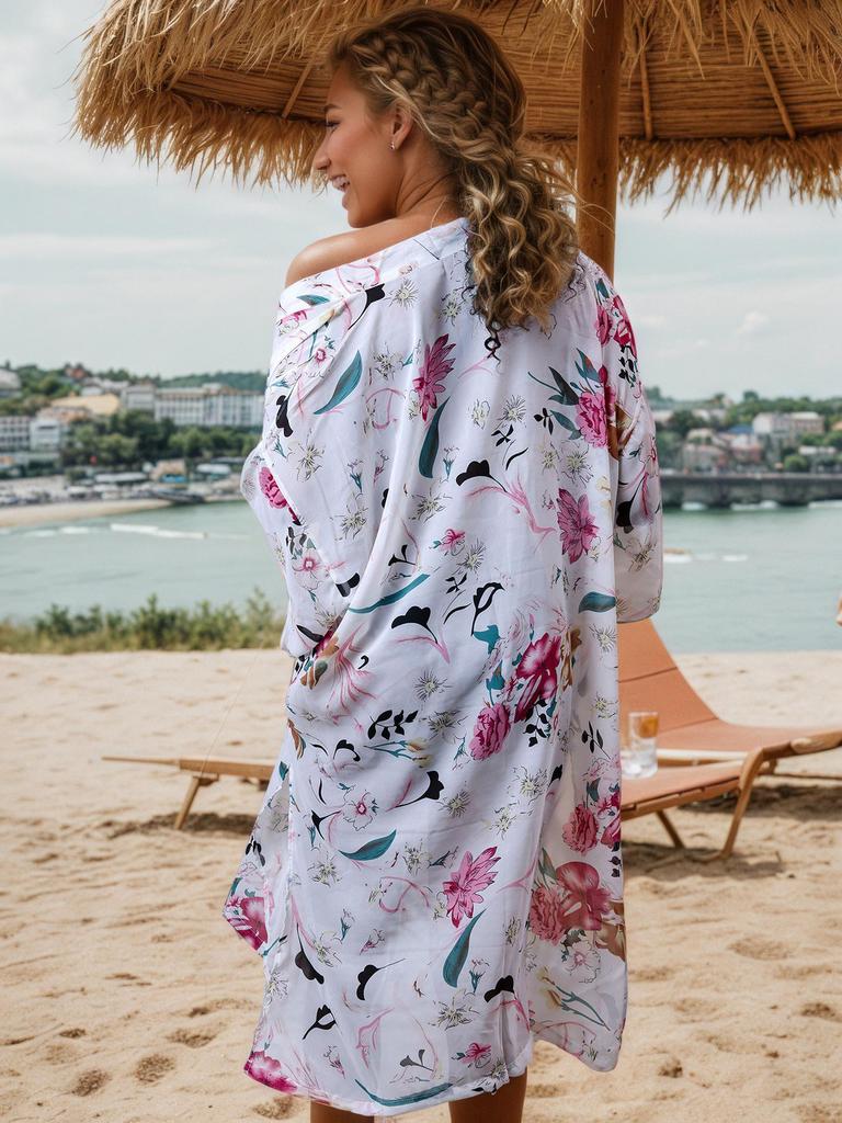 Szyfonowy kardigan przeciwsłoneczny, narzutka plażowa dla kobiet