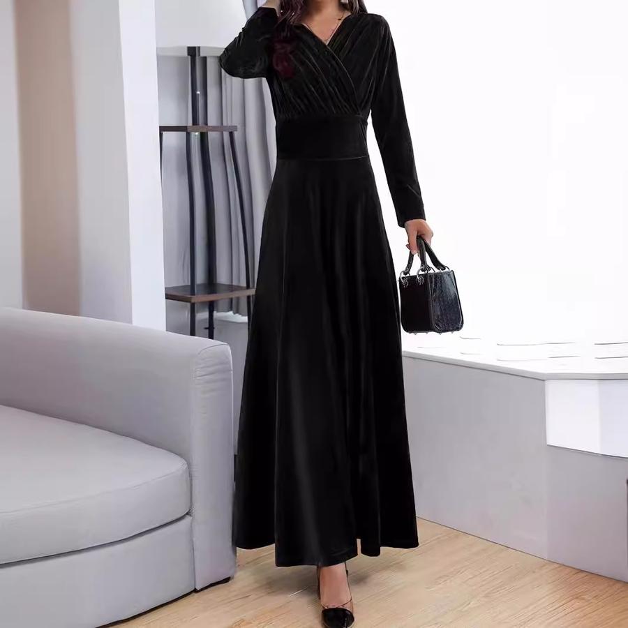 

Women s Spring/Autumn New Arrivals Luxury Velvet Dress XL чорний