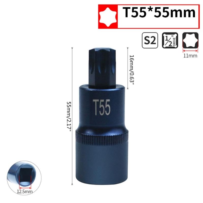 Torx Screwdriver Bits 1/2inch Socket Bit Adapter T30 T40 T45 T50 T55 T60 T70 Torx Socket Adapter Tool For Ratchet Wrench