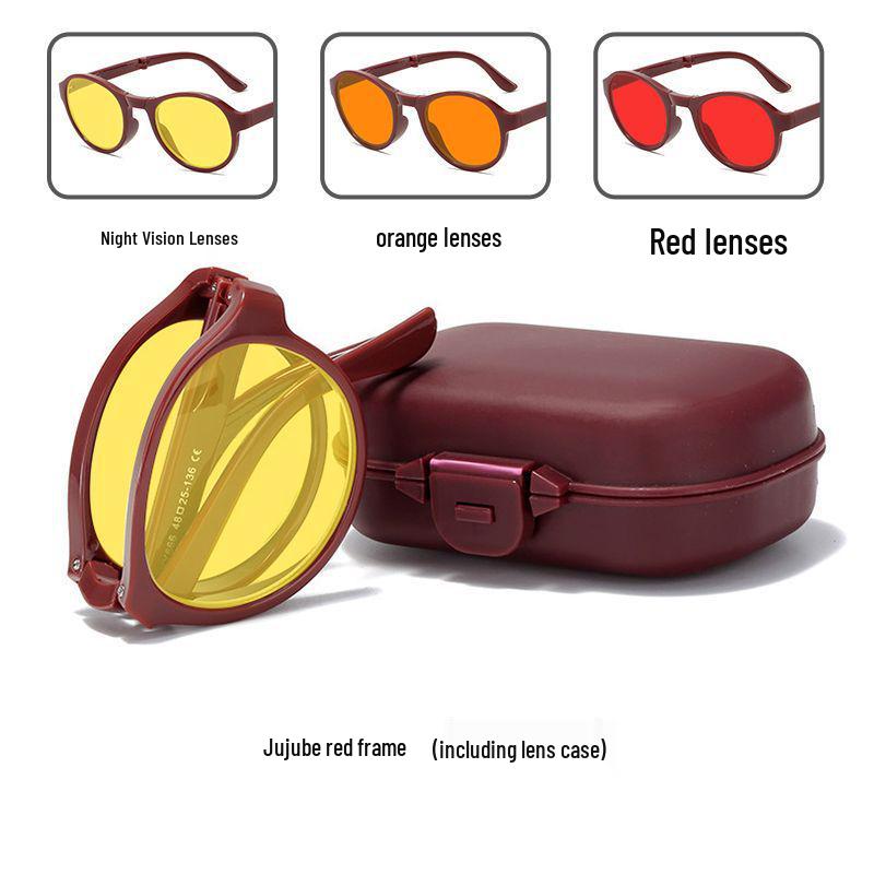 Portable Night Vision Anti-Blue Light Glasses for Men and Women - Folding Spring Leg Design, Ideal for Mobile, Computer, and Gaming Use.