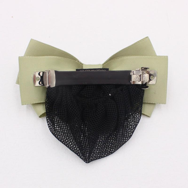 Korean Style Bow Flower Hair Net Bun Clip for Professional Work - HF315