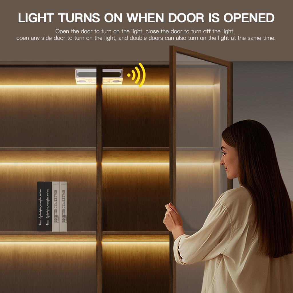12V COB LED Strip Light Smart Double Door Sensor Switch Cabinet Lights for Your Room Lighting Dupont LED Tape Door Open Light-ON