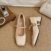 Black French square head light mouth thick heel single shoes women's 2025 new spring retro versatile height increase Mary Jane shoes
