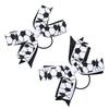 2pcs Soccer Bow Hair Ties Sporty Bow Cheer Ing Elastic Hair Bands Soccer Accessories for Girls Black