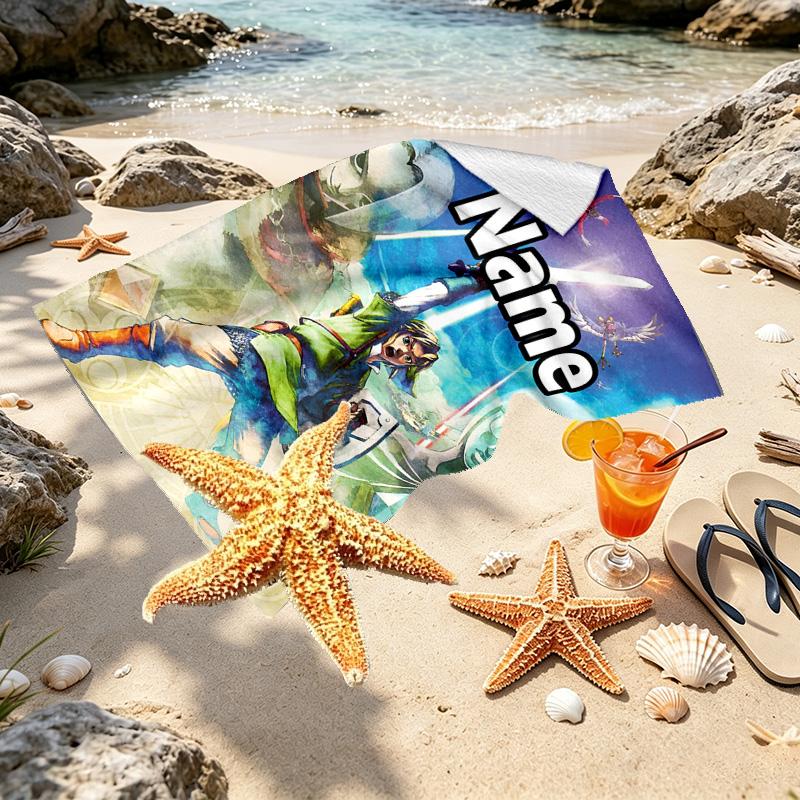 Custom Name Personalized Video games Print Beach Towel, for Trip Camping Beach Party Home Decor, Birthday Gift for Family & Friends