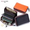 Fashionable RFID Accordion Cowhide Card Holder with Zipper for Ladies and Men