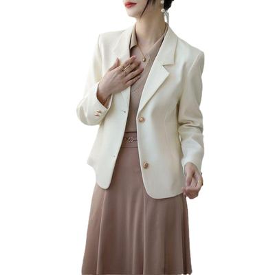 Spring New Off-white Hip Lapel Collar Suit Jacket Ladies Niche Design Sense Casual Small Suit Jacket