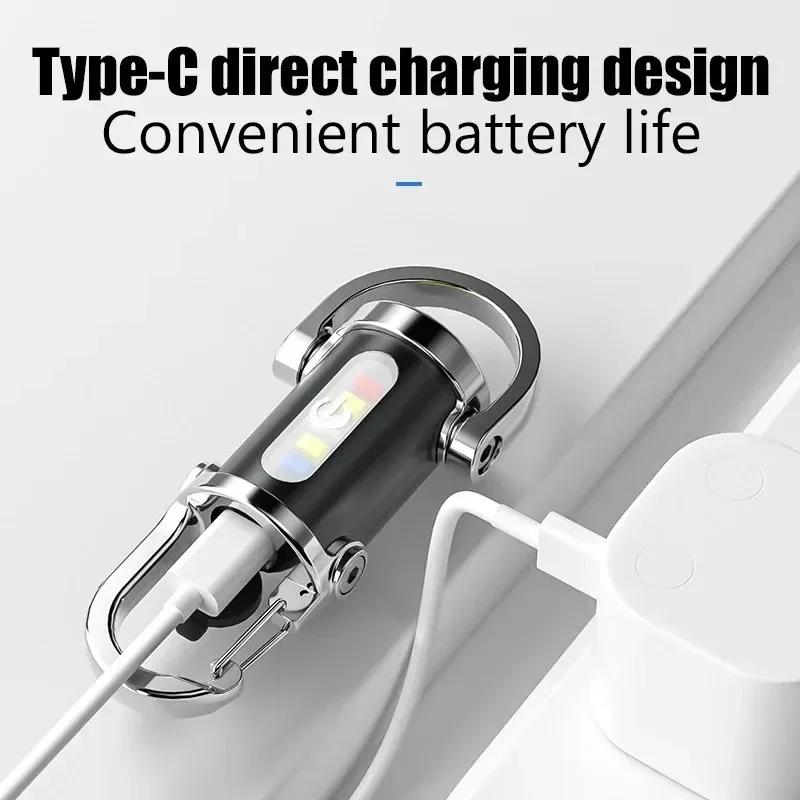 New COB LED Flashlight Keychain USB Rechargeable Waterproof Portable Camping Lantern for Stroller/Walking/Camping /Riding