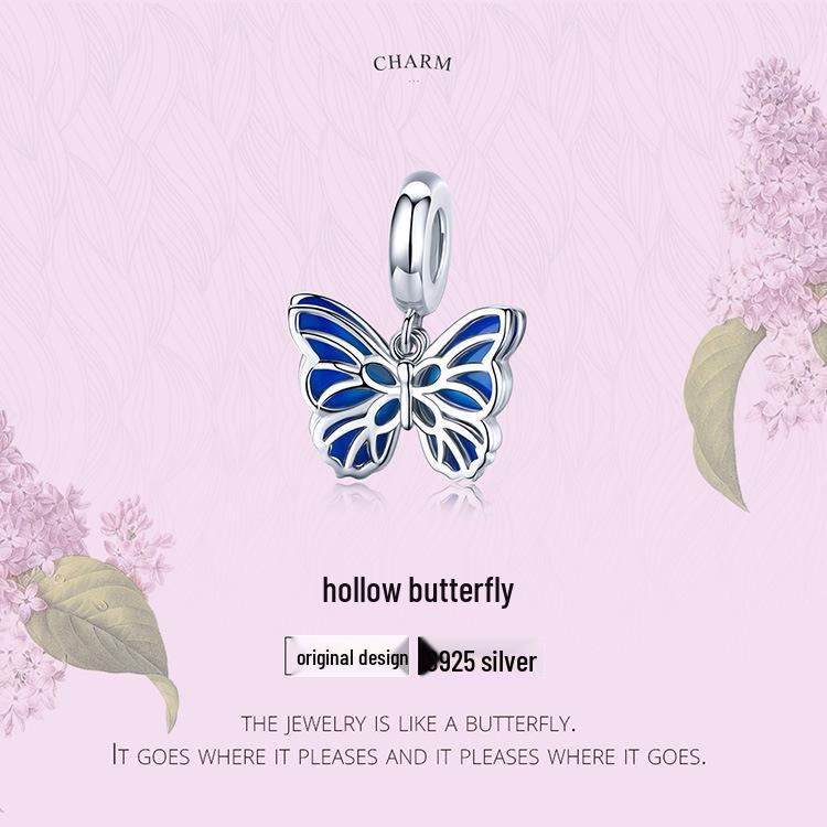Ziyun S925 Silver Butterfly Pendant Beads for DIY Bracelet